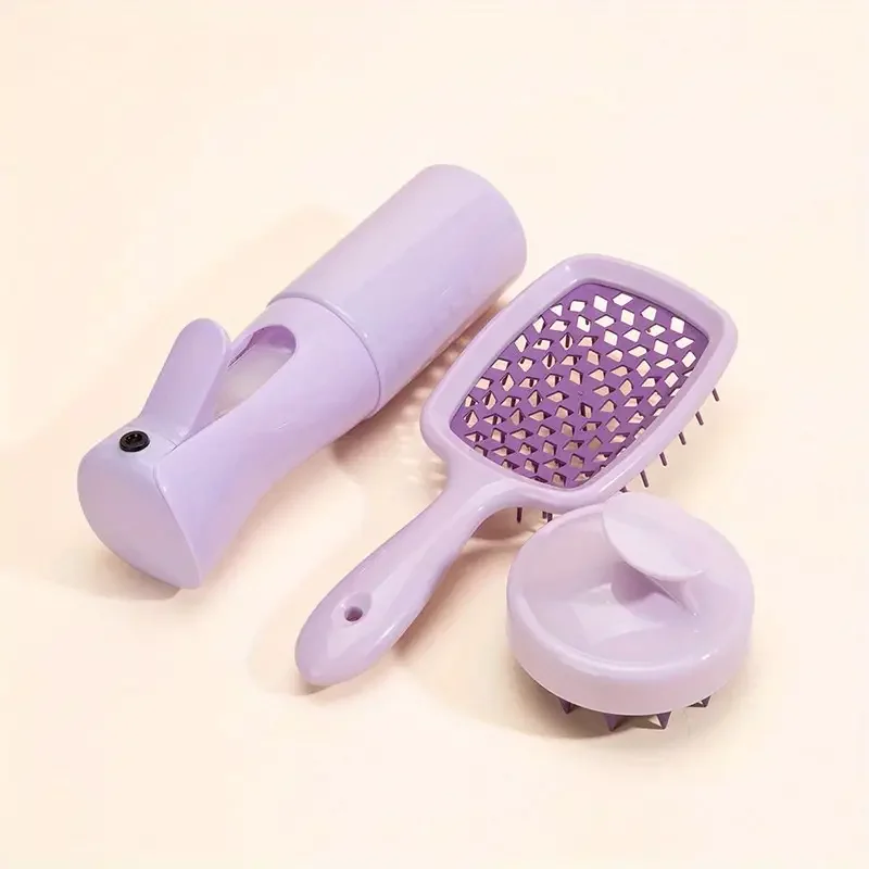 Hollow-out Scalp Massage Comb, Shampoo Massagem Escova para Banho, Lavagem De Cabelo, Garrafa De Spray, Ferramentas De Salão De Cabeleireiro, 2 PCs por Conjunto, 3PCs por Conjunto