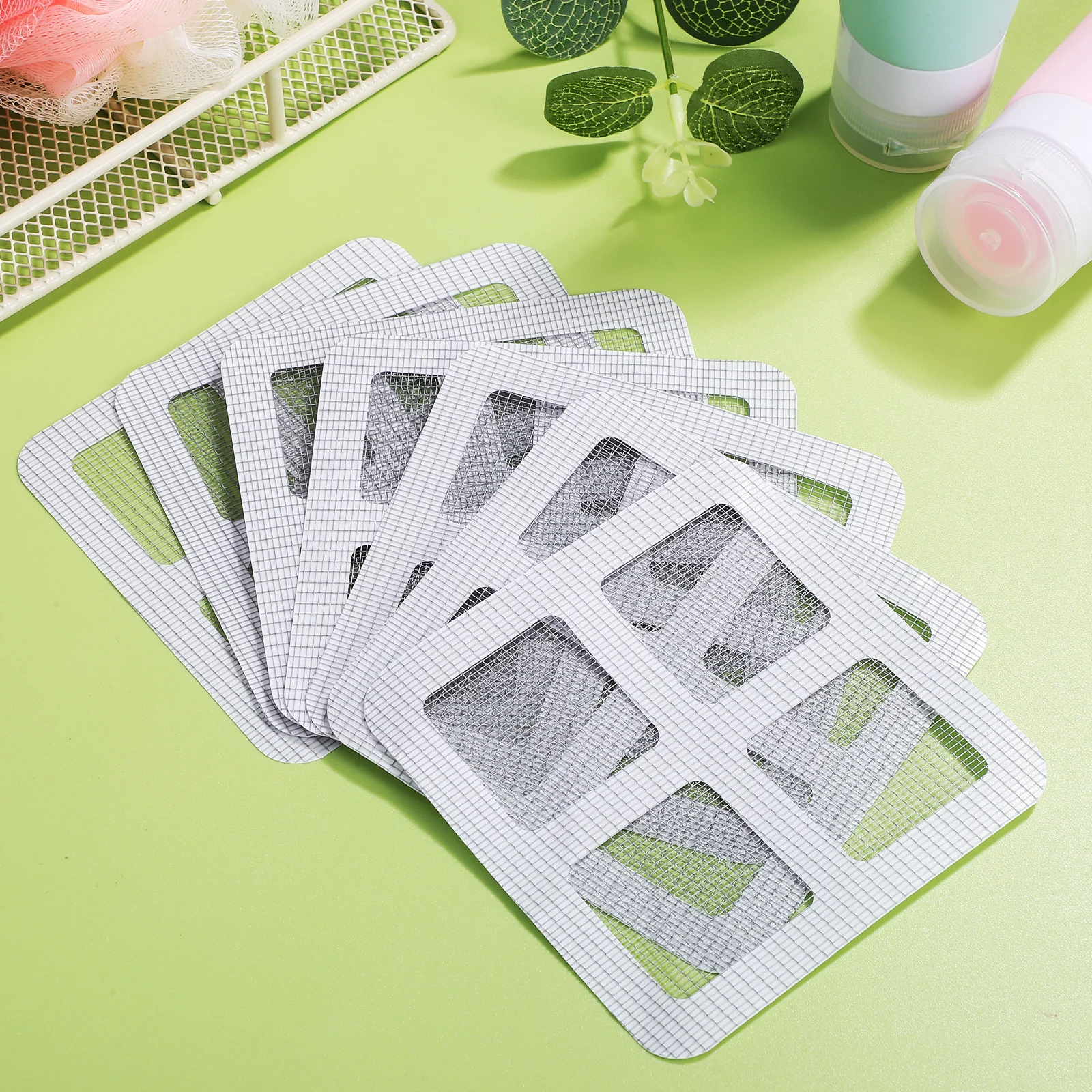 

100 Pcs Drain Covers Shower Hair Catcher Filtering Stickers Kitchen Bathroom Floor Disposable Hair Drain Stickers Grid