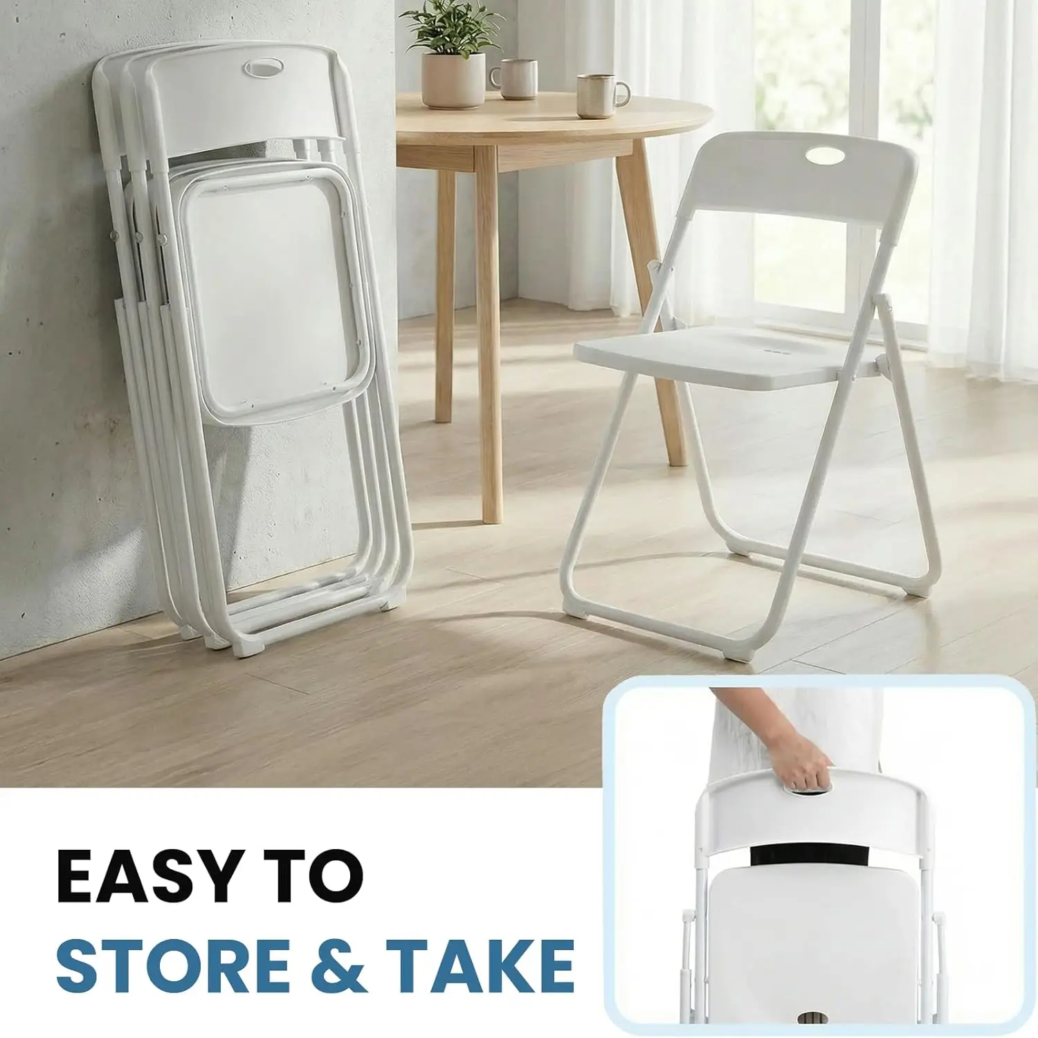10 Pack White Plastic Folding Chairs, Indoor Outdoor Portable Stackable Commercial Seats with Steel Frame, Customized image 4