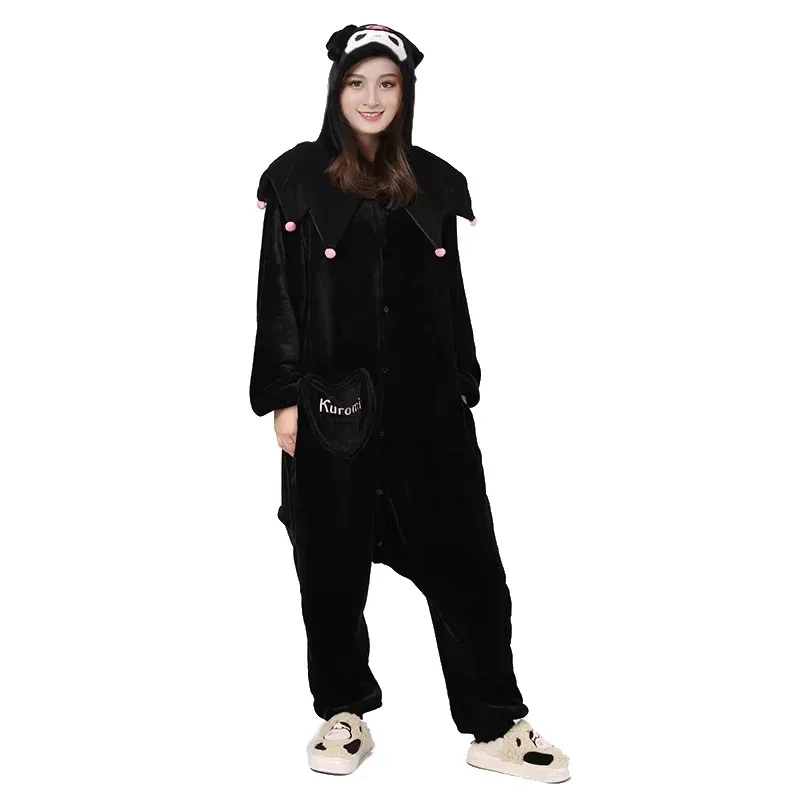 Women Winter Adult Cartoon Jumpsuit Men's and Women's Sleepwear Set Integrated Halloween Christmas Hooded Anime Jumpsuit