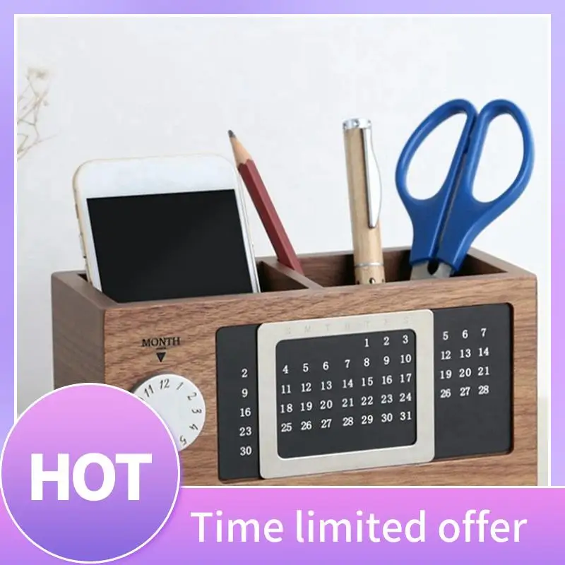 ABFN-التقويم حامل قلم متعدد الوظائف سطح المكتب مكتب صندوق تخزين مكتب سطح المكتب الحلي خشب القيقب صندوق تخزين لون الخشب