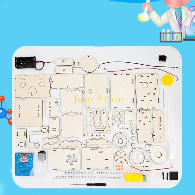 LX0B Children STEM Project Wooden Bubble Blowing Machine For Science Exploration And Learning