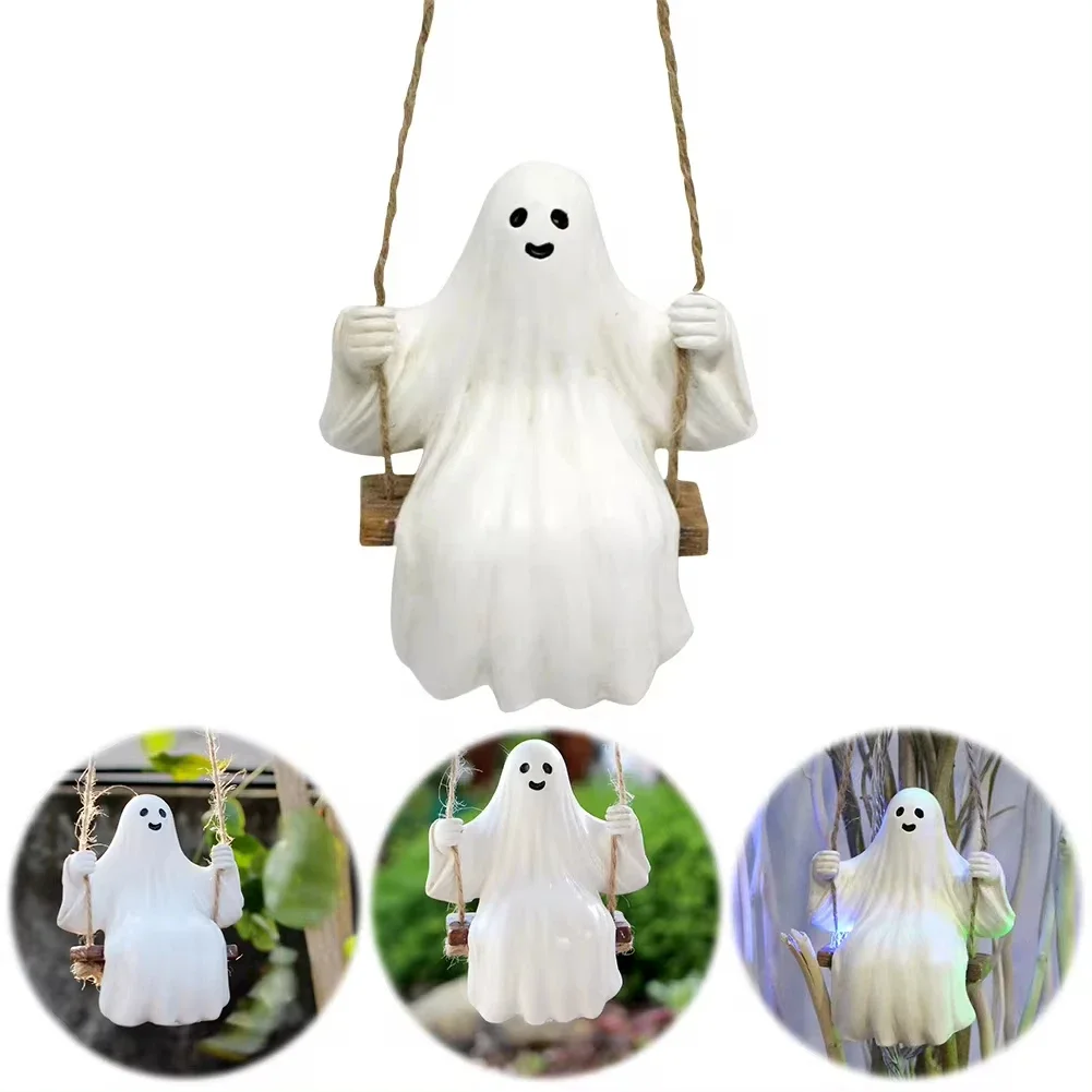 Halloween Cute Swing Ghost Swing Swing Craft Ghost Pendant Swinging Ghosts Statue Decorations Halloween Yard Statue Decoration