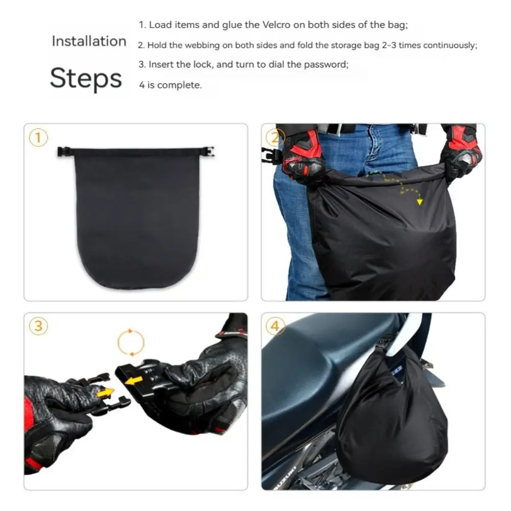 Anti-Theft Motorbike Helmet Bag Combination Lock Insurance Buckle Luggage Storage Bag Large Capacity Waterproof
