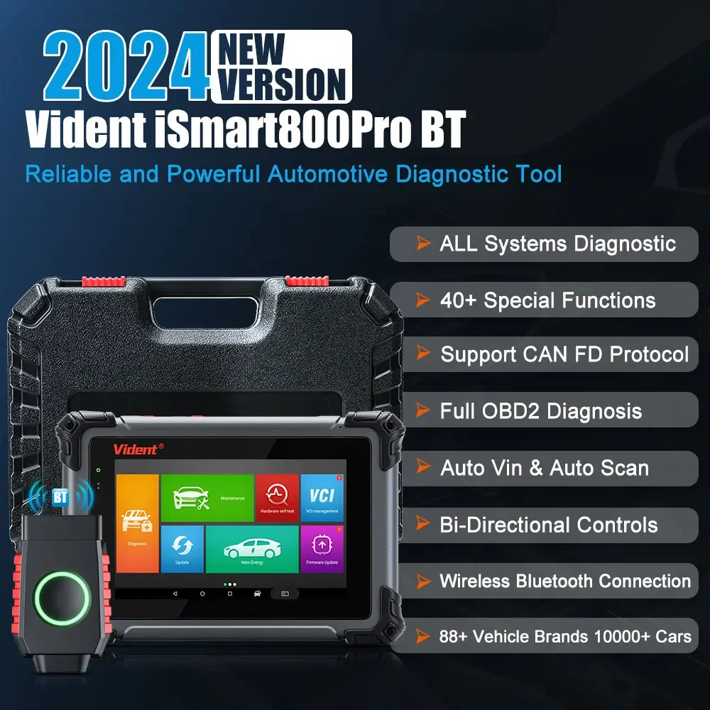 Automotive Tools VIDENT iSmart800Pro BT OBD2 Scanner Actuation Test 40+Reset All System Diagnosis CANFD/DOIP Key Programming