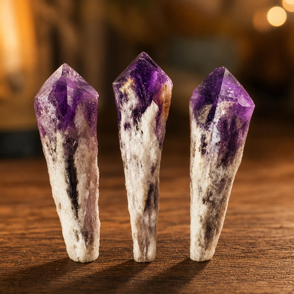 Home Decor Modern Organic - Random 3Pcs Natural Amethyst Cluster Crystal