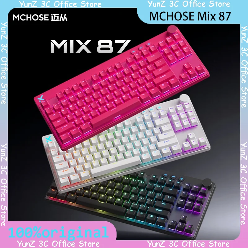 

MCHOSE Mix 87 Mechanical Keyboard Magnetic Axis Multi-Function Knob RT Esports Gaming Customizable Wired Half Aluminum Hot Swap