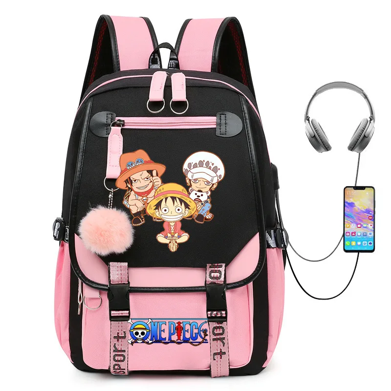 

One Piece New Luffy Student Schoolbag Large Capacity Waterproof Stain-Resistant Cute Cartoon Casual Backpack