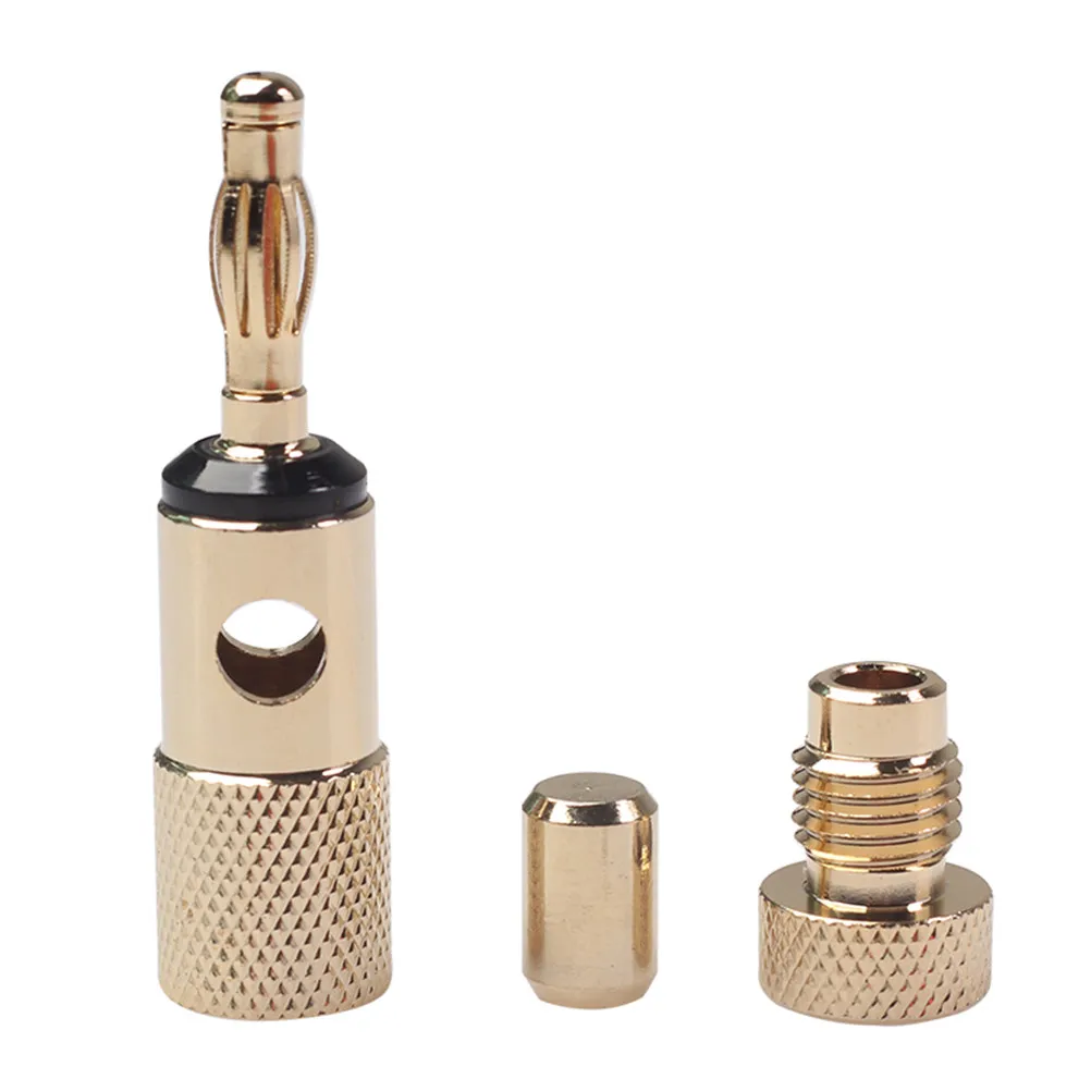 1Pair Gold Plated Banana Plugs Spiral Type High Conductivity Low Signal Loss Speaker Connectors for Audio Systems