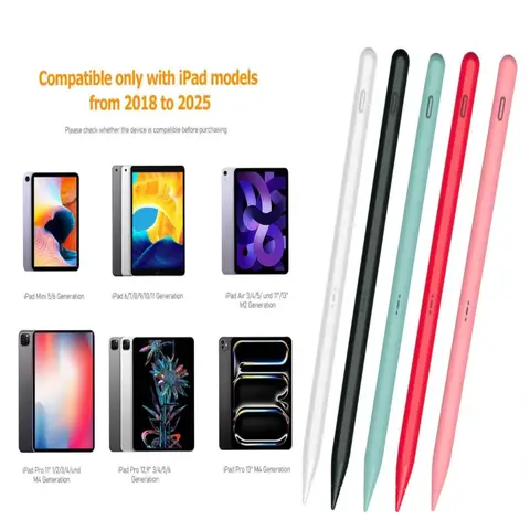 아이패드용 스타일러스 펜, 애플 펜슬(2018-2025) 호환, A16 아이패드11/10/9/8/7/6, 에어 5/4/3, 미니 6/5