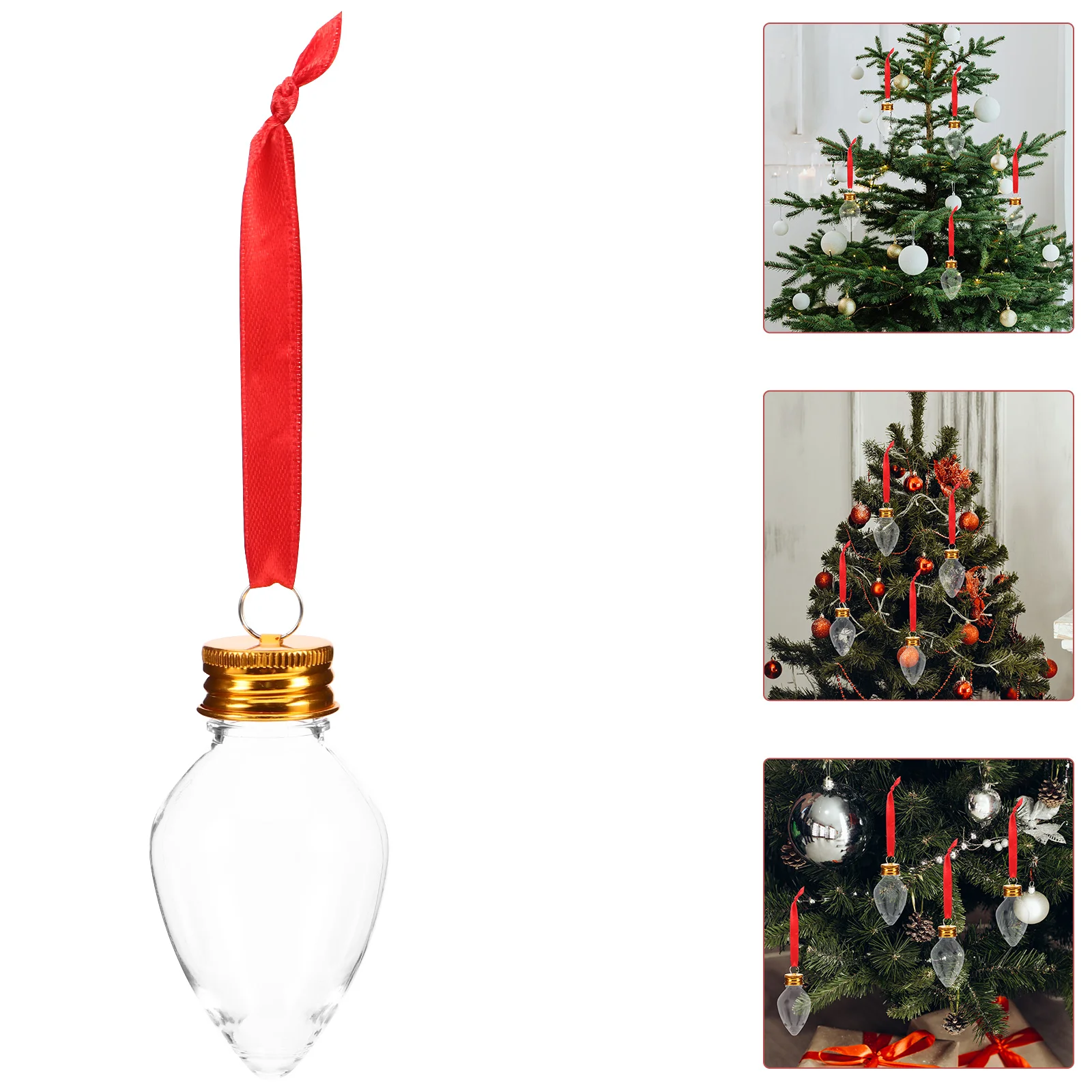 

12Pcs Christmas Ornament Bottles Clear Plastic Fillable Ornaments for Tree Holiday Party Supplies DIY Craft Decor Kids Candy