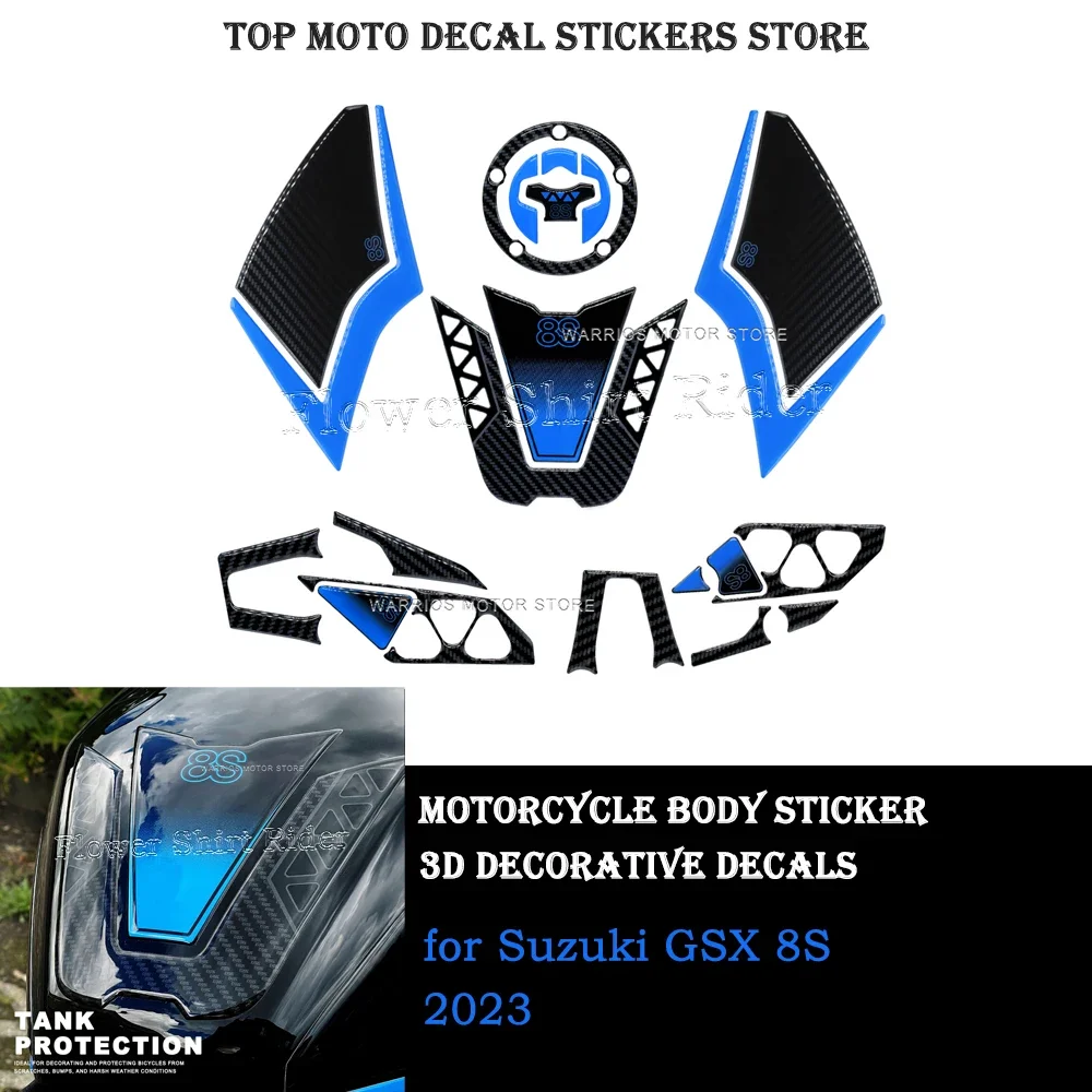 

for Suzuki GSX 8S 2023 Motorcycle 3D Epoxy Resin Sticker Tank Kit Protectors Decal Waterproof and scratch-resistant stickers