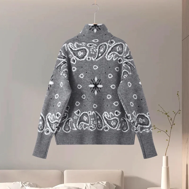 Casual Jacquard Cardigan for Women Loose Stand Collar Zipper Pockets All-match Female Sweater 2026 Spring Thick Warm Knitwear 15 S36d65d688ebe406bb174323f901d5657h