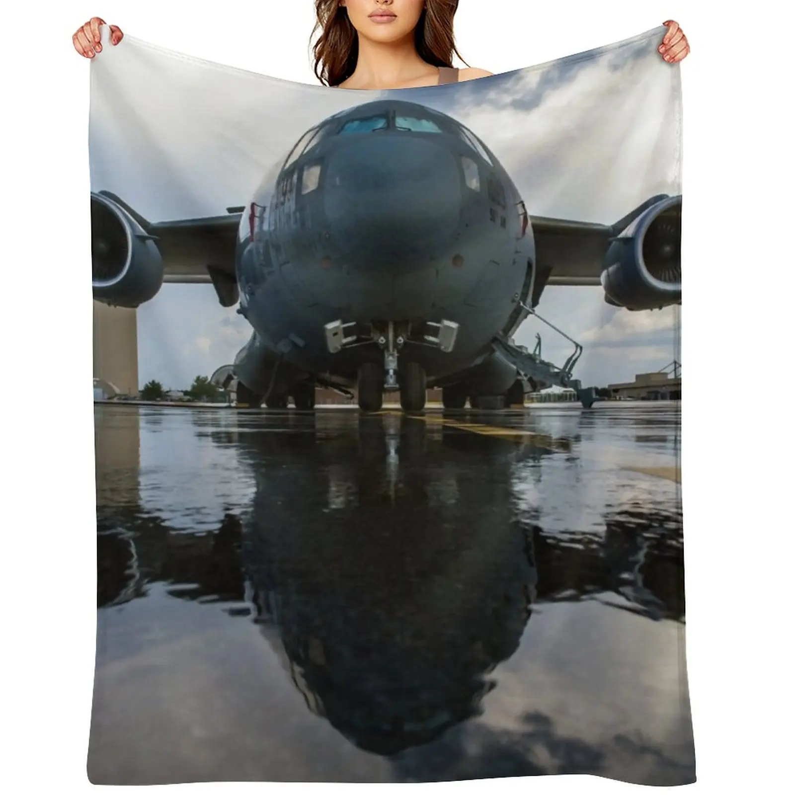 

C-17 Globemaster Throw Blanket Sofa Quilt Flannels Shaggy Comforter Blankets