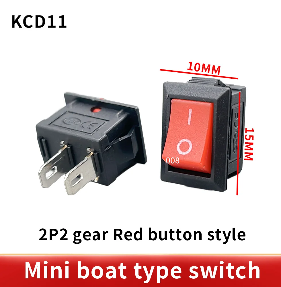 10Pcs Push Button Switch 10x15mm SPST 2Pin 3A 250V KCD11 Snap-in On/Off Boat Rocker Switch 10MM*15MM Black Red and White