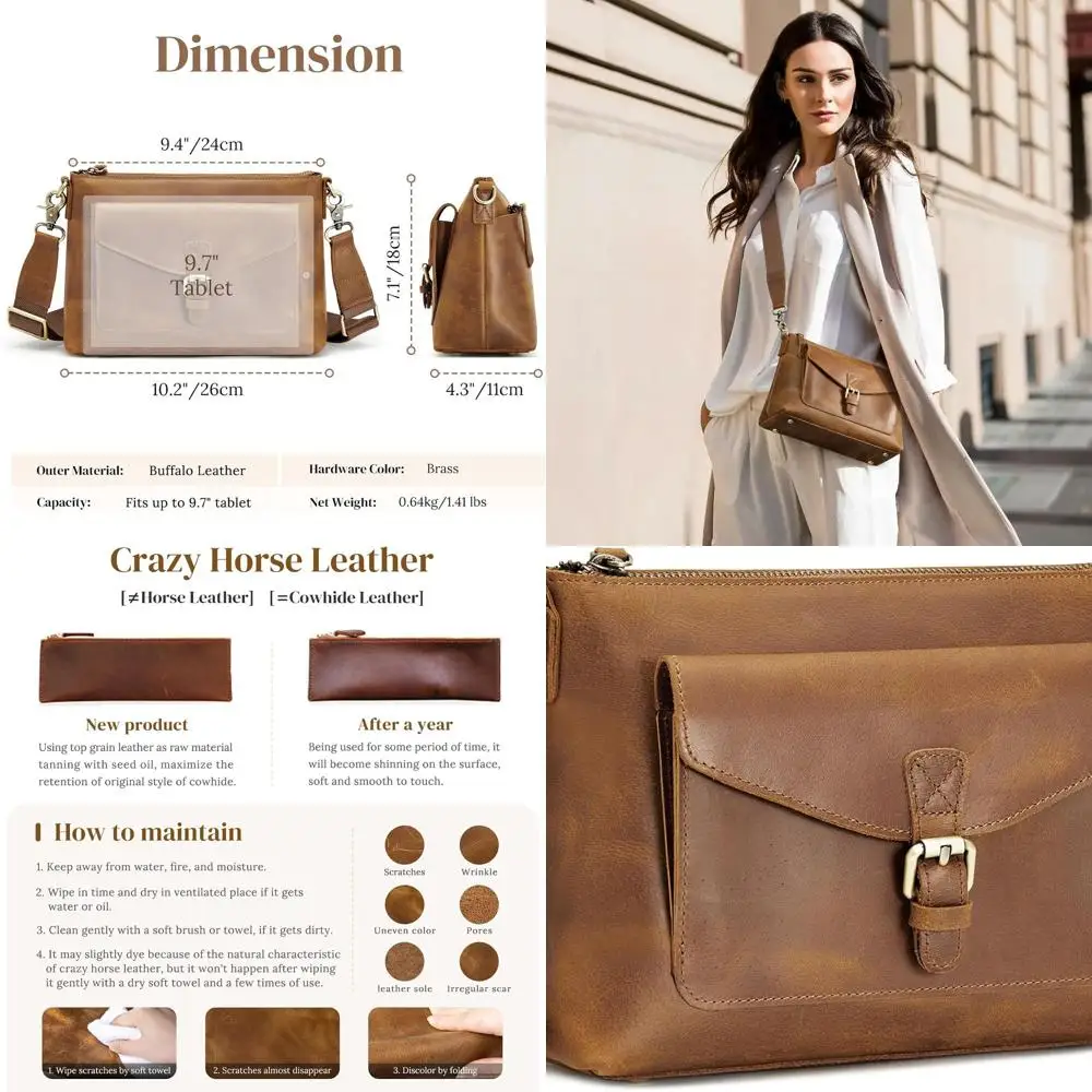 

RFID Blocking Crossbody Bags for Women - Trendy Leather Shoulder Bag with Zipper Pocket