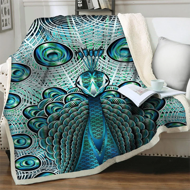 

Gorgeous Peacock Sherpa Fleece Blanket Plush Throw Blankets for Beds Sofa Kids Gift Soft Warm Thicken Quilt Nap Cover Home Decor