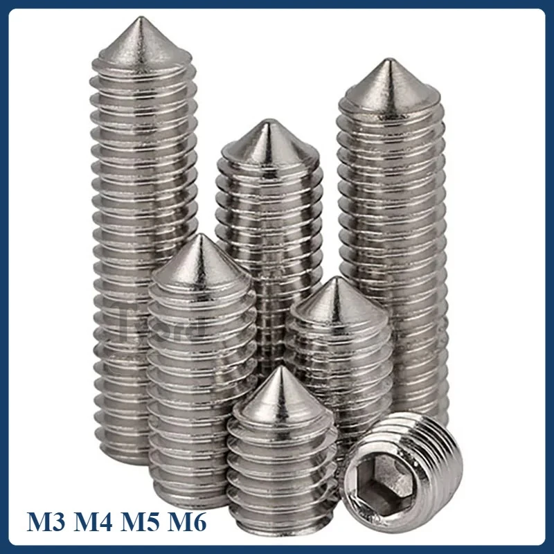 

Grub Screws A2 Stainless Cone Point Allen Socket Screw M3 M4 M5 M6