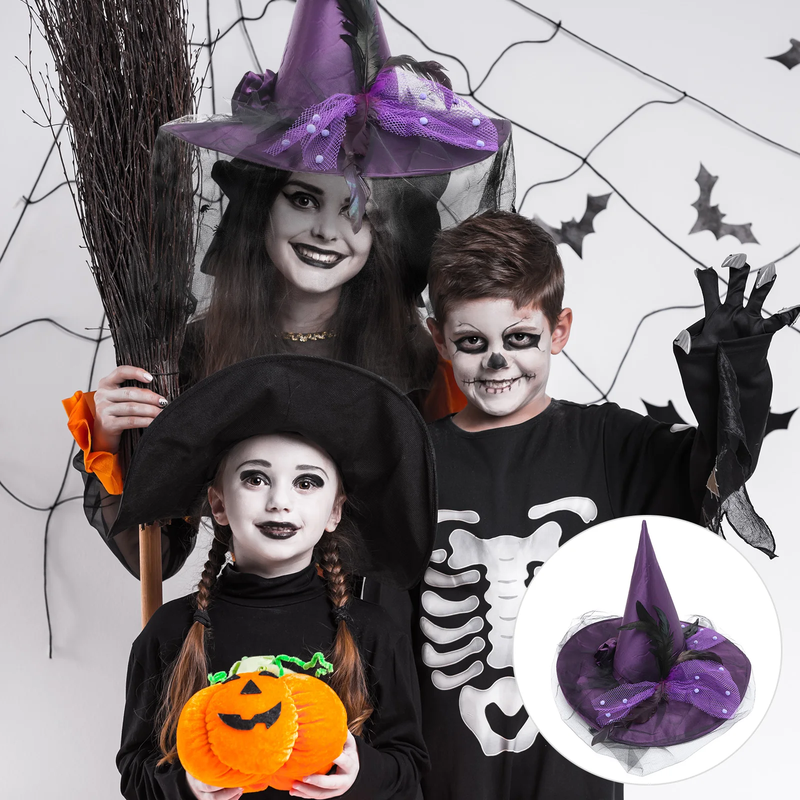 

Witch Hat Fabric Decorative Halloween Party Hat Reasonable Size Cosplay Costume Accessory Skin Friendly Comfortable