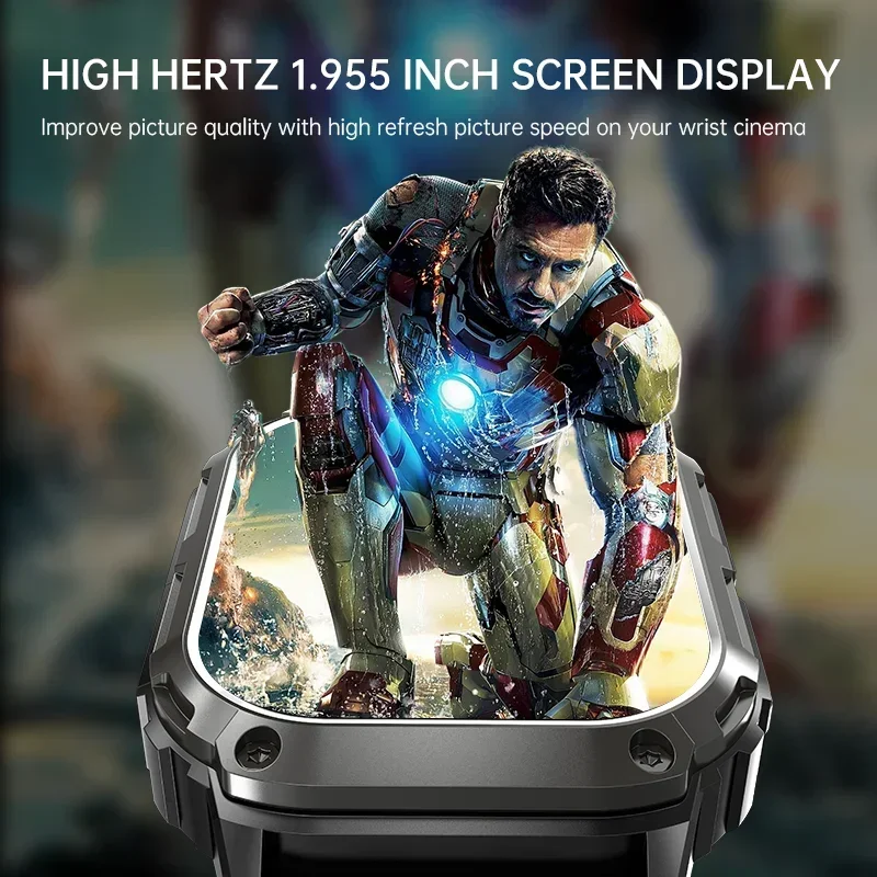 Q80 Męski Smartwatch z 1,95-calowym wyświetlaczem HD, WiFi 5G, Monitorowaniem Zdrowia i Aktywności Fizycznej, Bateria 750mAh, Wodoodporny, Kompatybilny z Apple i Androidem