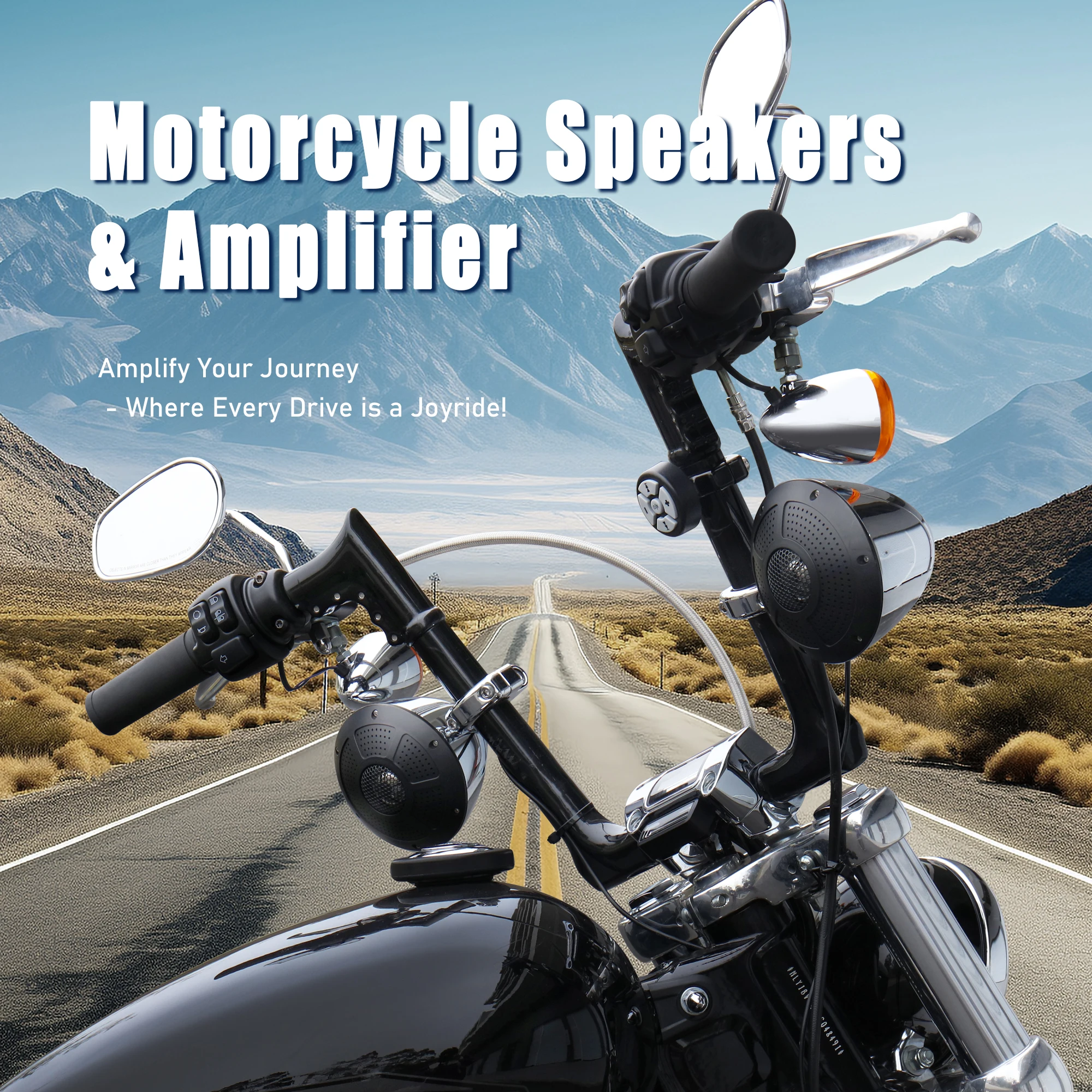 1000W 4-Channel Full Range Bluetooth Amplifier Speakers Micro Stereo Audio System for Harley ATV UTV Boat Custom Touring Cruiser