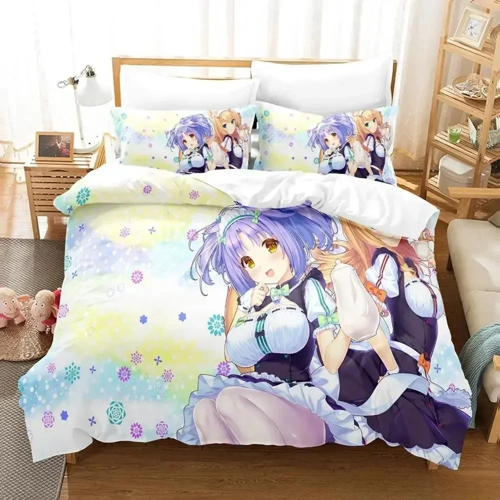 

3D Print Anime Kawaii Girls Nekopara Comfortable Duvet Cover Pillowcase Bedding Set Children Bedroom Decoration Home Textile