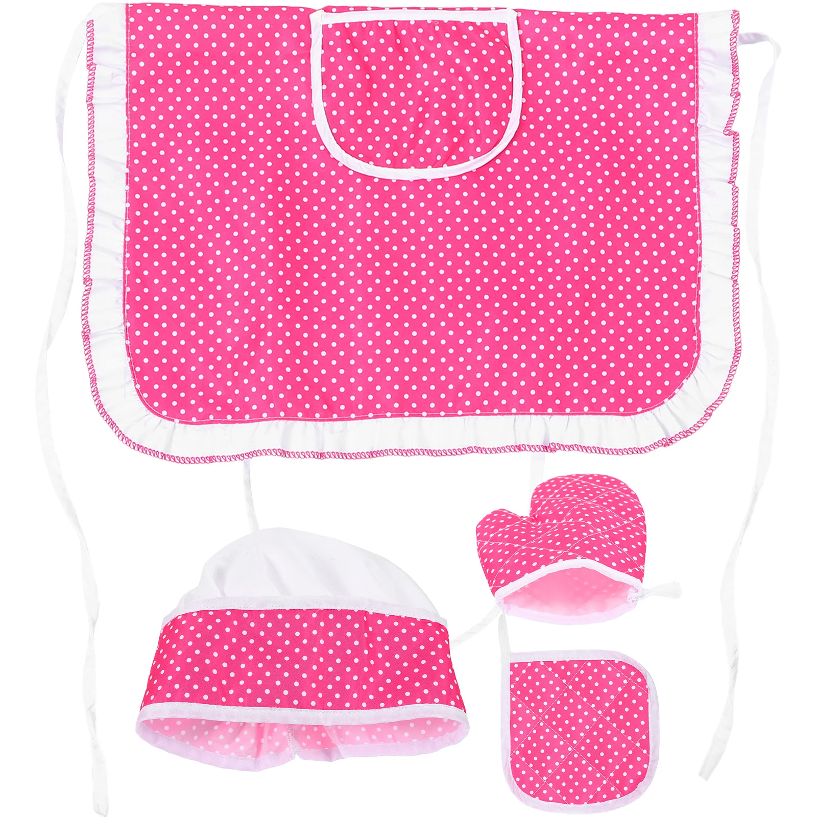 1Set Children Chef Apron Hat Costume Set for Kids Cooking Baking Toddler Protective Mat Oven Mitten Kids Apron