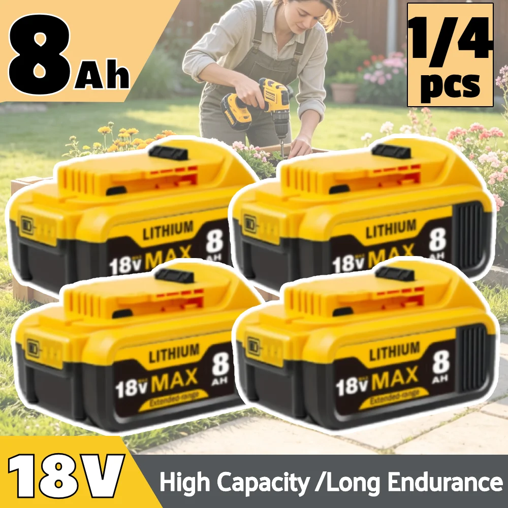 Image of 1/2/4 Packungen 18V 8000Mah Li-Ion 18V MAX Batterie kompatibel für DCB200 DCB180 DCB181 DCB182 DCB184 DCB201 18V Batterien mit LED-Anzeige