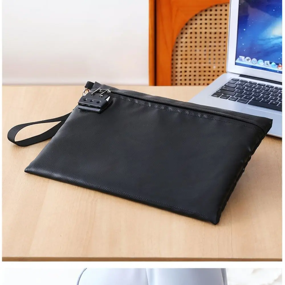 Fireproof Document Organizer Pouch A4 File Storage Bag Office Case Portable For Important Papers And Receipts
