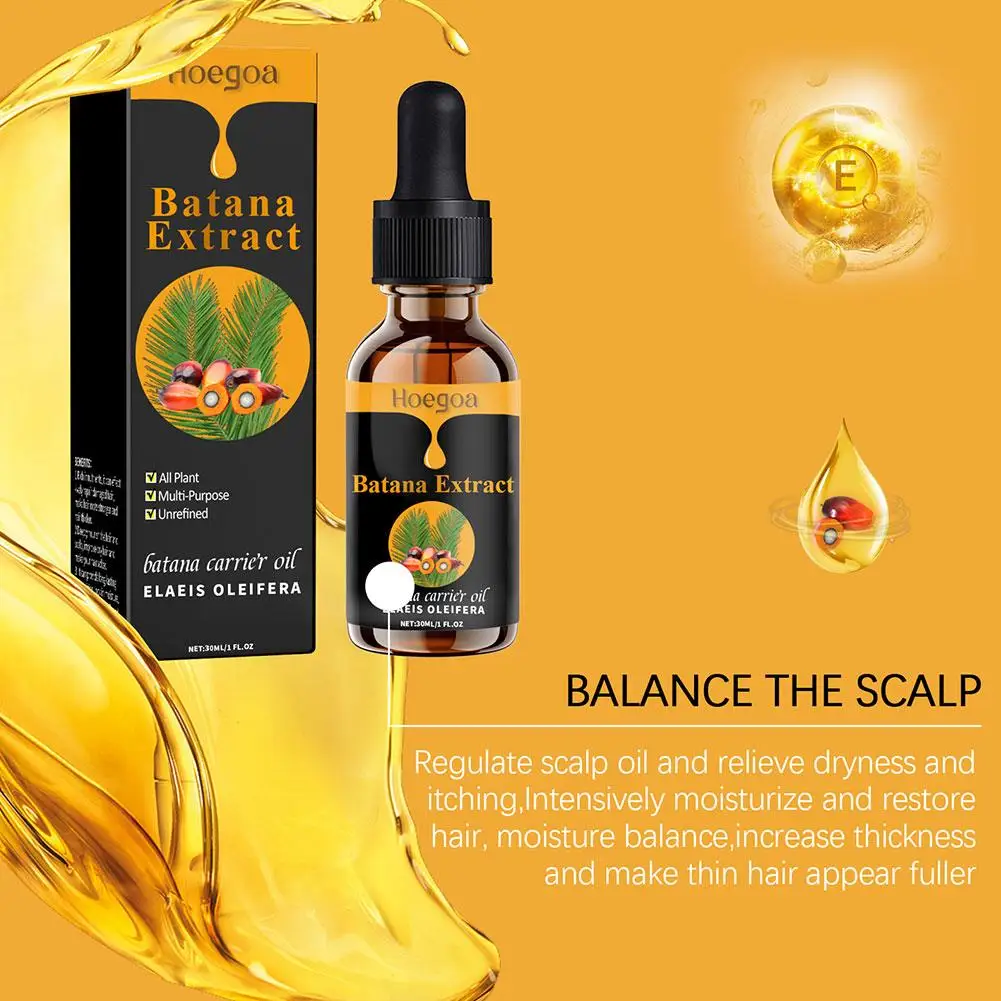 30ml Batana Oil Anti Break Loss Hair Grow Up Oil Baldness Treatment Thick Hair Spray Hair Mask Beard Growth Oil For Men & Women