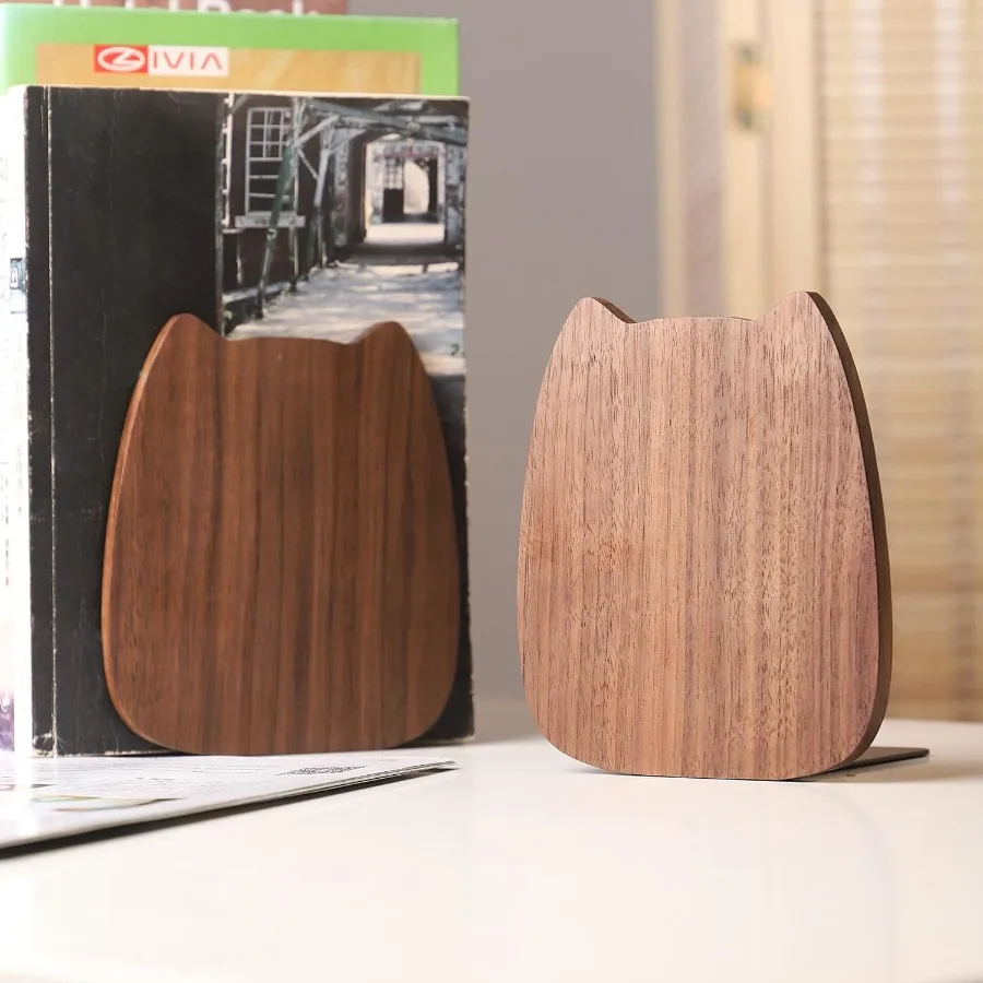 نهايات الكتب للأرفف، نهايات الكتب للمنزل والمكتب والمدرسة والمطبخ، سدادة كتب لطيفة من خشب الجوز، زوج واحد