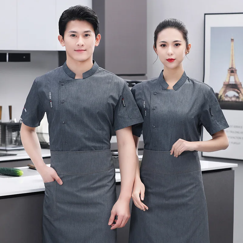 Chef Overalls Half Mouw Dineren Hotel Restaurant Achter Keuken Mannen En Vrouwen Ademende Korte Mouw Zwart Plus Size Keuken Clo