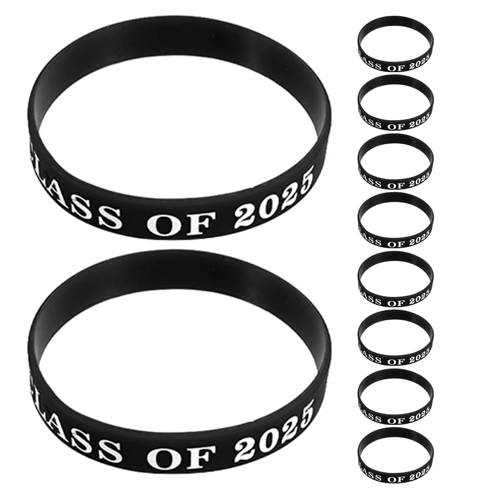 10 Pcs Stickers Graduation Party Wristbands Blue Rubber Bracelets Friendship Bulk Classroom Prizes for Middle School Men Women