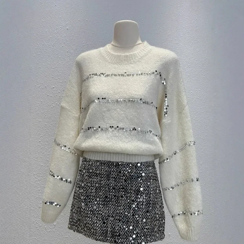 Autumn Winter Women's Knit Sweater Casual Loose O-Neck Pullovers Basic Jumpers Vintage Long Sleeved Tops Elegant Lady Clothing