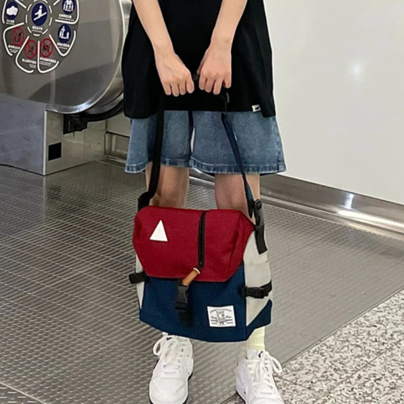 Patchwork Contrast Color Vintage Messenger Bag Casual Harajuku All Match Women Handbags Streetwear Y2k Shoulder Crossbody Bags