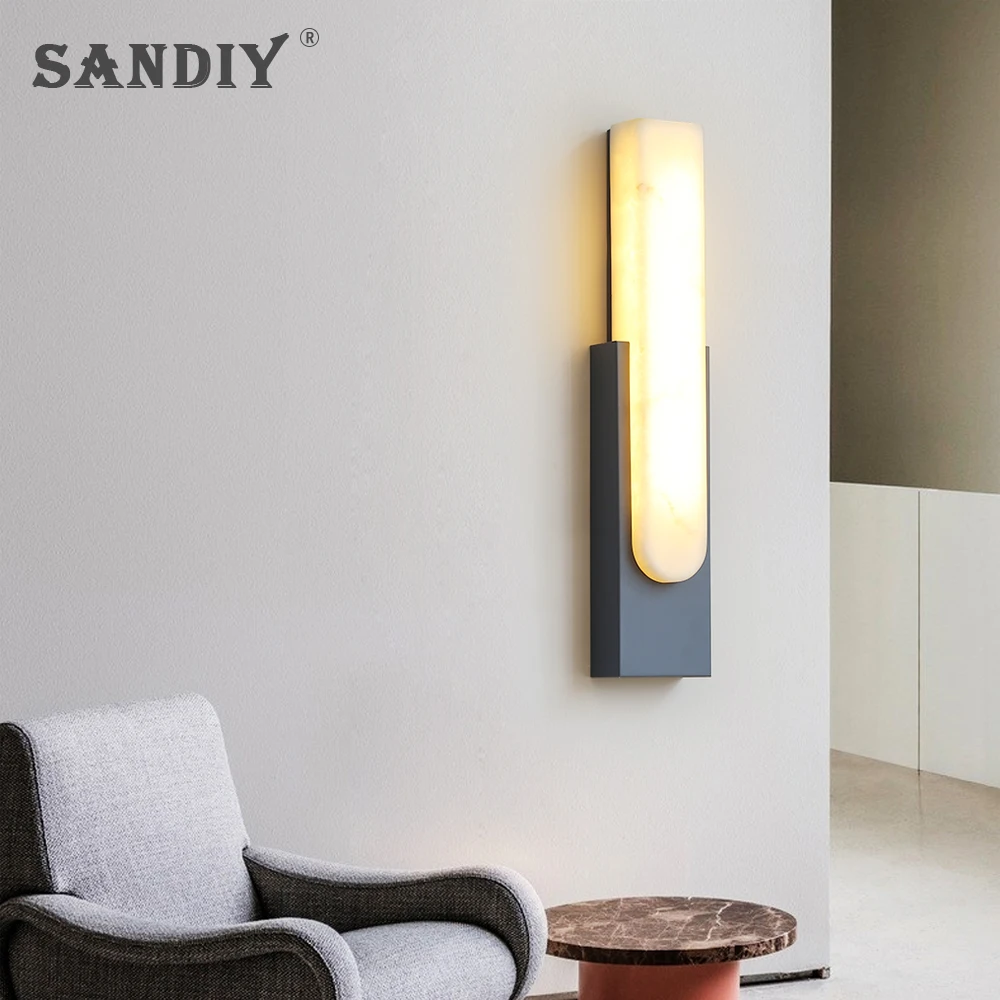 

SANDIY Wall Sconce Light Marble Bedside Lamp Home Decor Luminaire for Corridor Kitchen Bedroom Luxury Indoor Lighting Fixture