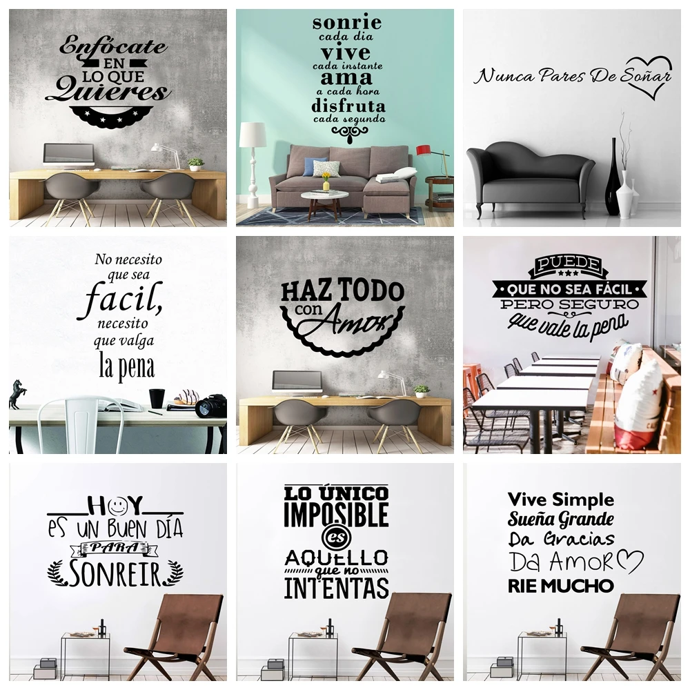 1 pc Hot sale funny spanish text wallsticker Decal Removable Vinyl Mural Poster Kids Room Nature Decor Decal Creative Stickers