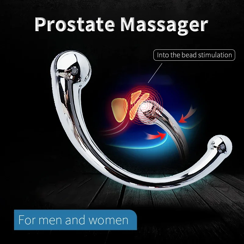 Double Ended Anal Hook Butt Plug Stainless Steel G Spot Wand Prostate Massage Stick Vagina Stimulator Sex Toys for Men Women 18+