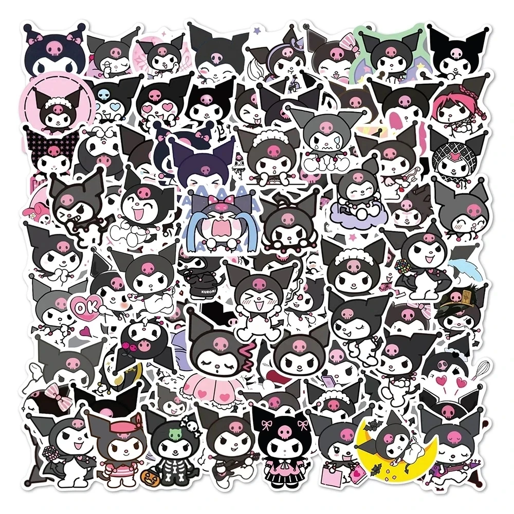 10/30/50/100 Uds. Pegatinas bonitas de dibujos animados Sanrio Kuromi decoración DIY impermeable álbum de recortes portátil teléfono monopatín calcomanías juguetes para niños