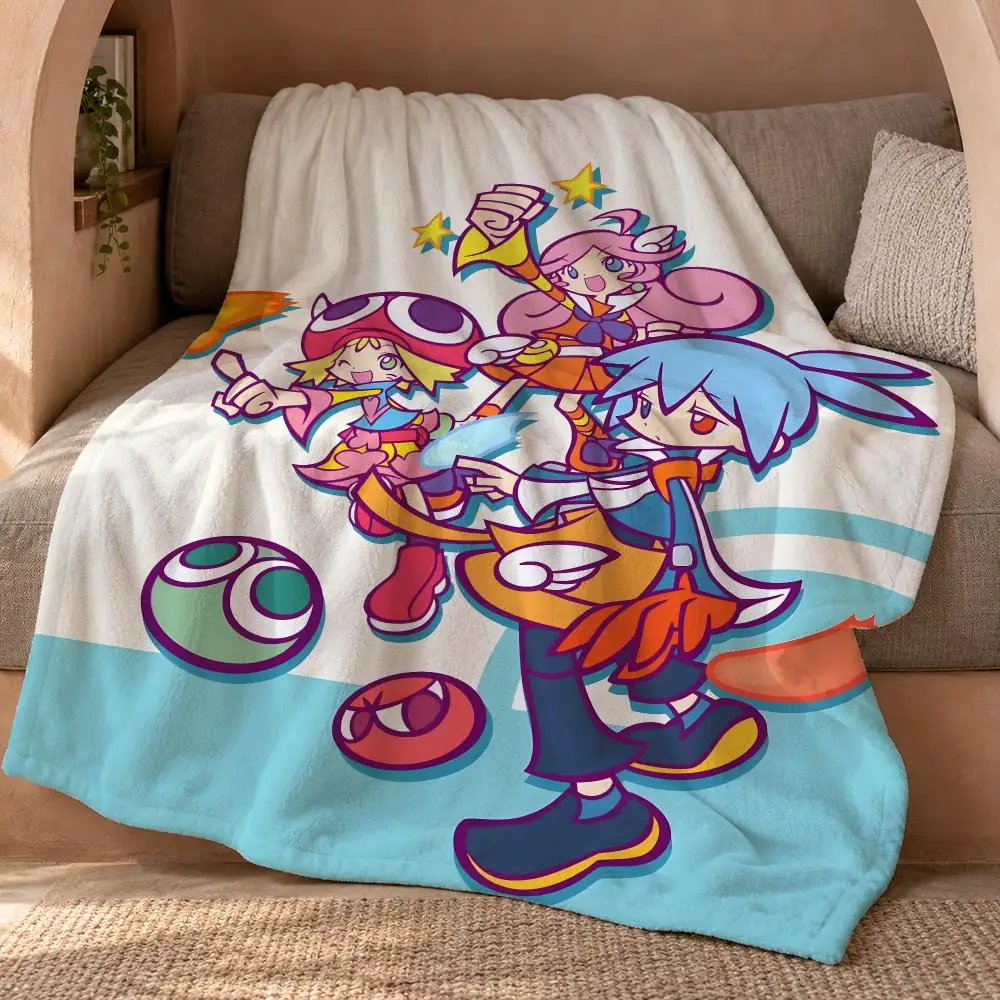 Puyo Pop Fever Throw Double Sided Flannel Throw Blanket Soft Travel Camping Sofa Bed Home