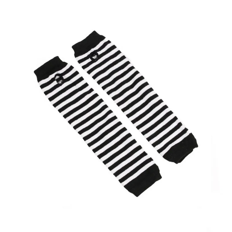 Autumn and Winter Women Anime Black White Striped Elbow Gloves Warmer Knitted Long Fingerless Arm Gloves Mittens Christmas Gift