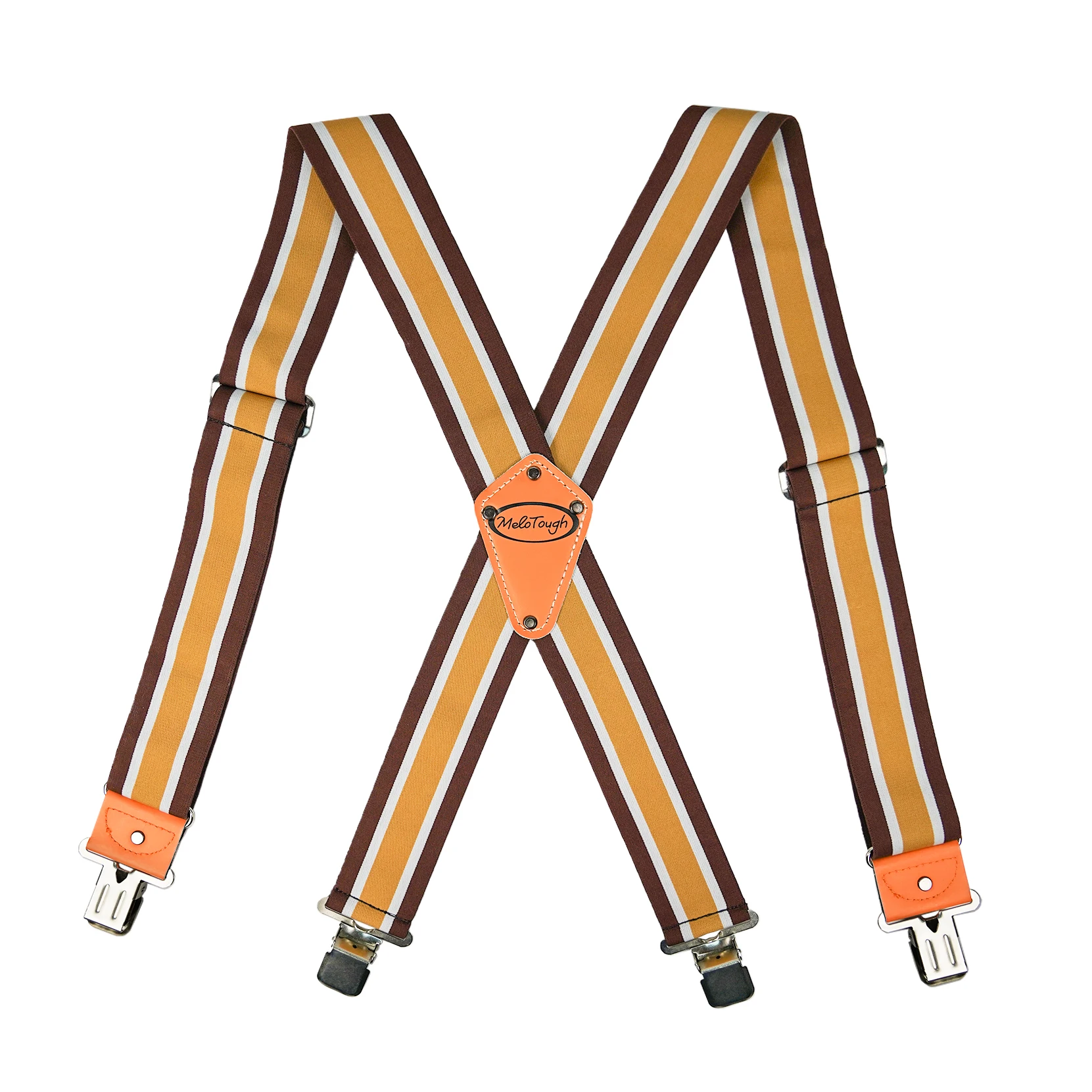 Melo Tough Men's Industrial Strength Suspenders Fully Elastic Tradesperson's Suspenders 2 Inch Wide Tool Belt Suspenders