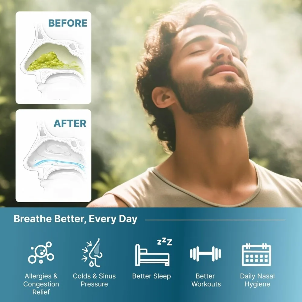 US Sped - ed Nasal Irrigation System Nasal Rinse and Wash - Sinus Decongestant Relief System w/ 30 Saline