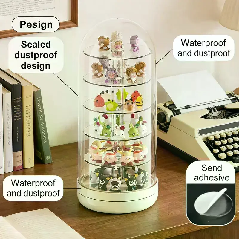 Transparent Rotating Box Display Box - Multi-Layer Large Capacity Storage With Cover, Desktop Shelf For Hand Models
