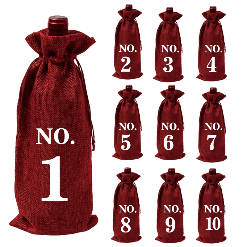 1-10 wine bottle bag set linen blind wine bags dust drawstring drawstring wine packaging bags spot wholesale