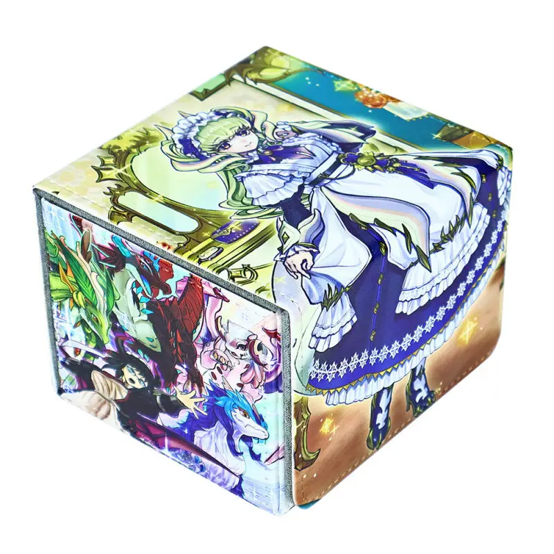 Yu-Gi-Oh! Lady's Dragonmaid DIY Large Capacity Leather Card Box Thickened Anime Game Collection Card Storage Box 130+