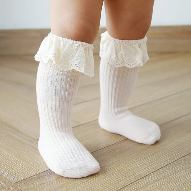 Spring Autumn Children Baby Girls Boys Cotton Knee High Socks Princess Home Mid Calf Socks Kids Toddler Floor Non-slip Stockings