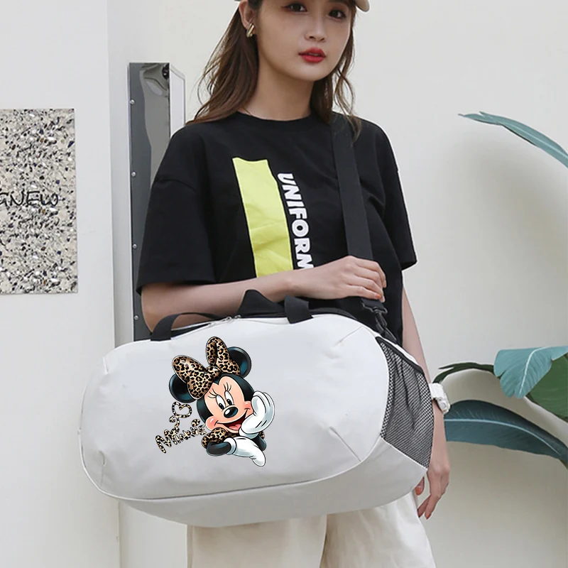 Mickey Minnie Mouse Women Travel Bag Kawaii Disney Cartoon Luggage Bags Outdoor Camping High Capacity Backpack Men Women Gym Bag