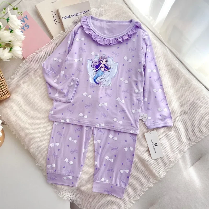 Disney Home Kleidung für Mädchen Elsa Schnee wittchen Prinzessin niedlichen Cartoon Pyjama weich gedruckt vier Jahreszeiten Langarm Hosen Geschenk