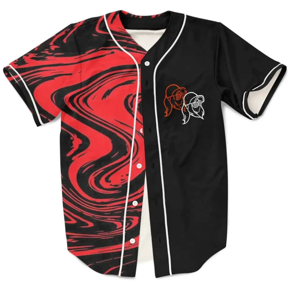 Rezz Hypno Hand Red Trippy Baseball Jersey V-Neck Short Sleeve Button-up Shirts Women Men Trendy Streetwear Tops